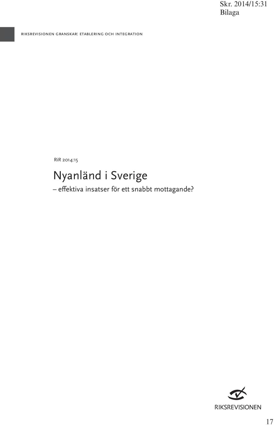 2014:15 Nyanländ i Sverige