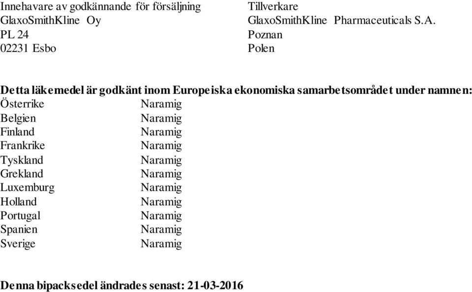 Poznan Polen Detta läkemedel är godkänt inom Europeiska ekonomiska samarbetsområdet under