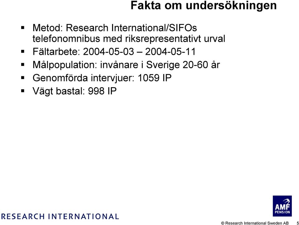 2004-05-03 2004-05-11 Målpopulation: invånare i Sverige 20-60