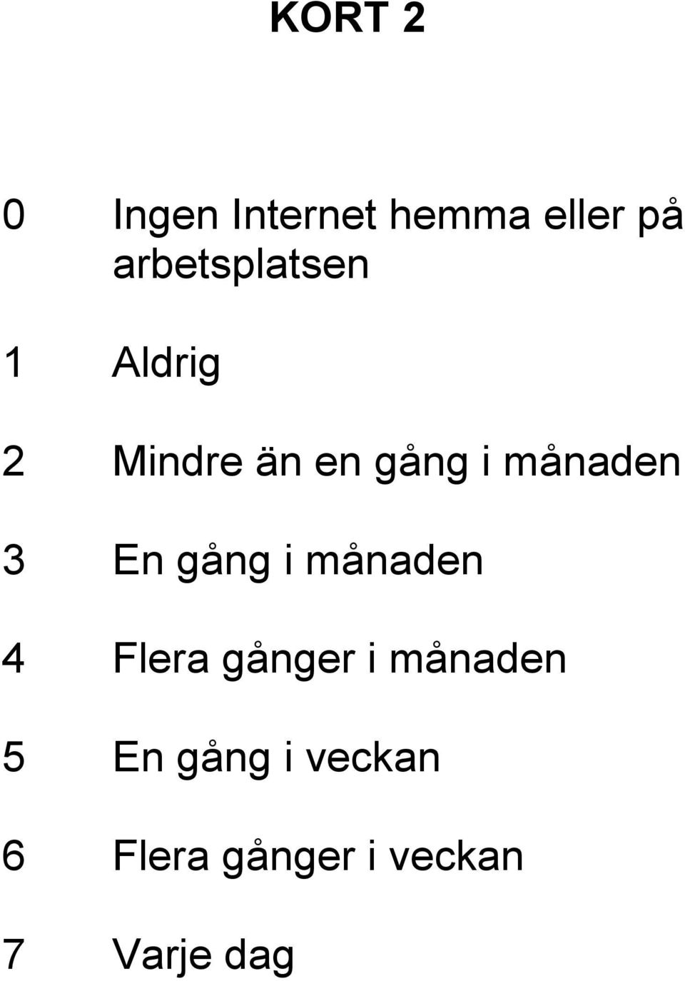 månaden 3 En gång i månaden 4 Flera gånger i