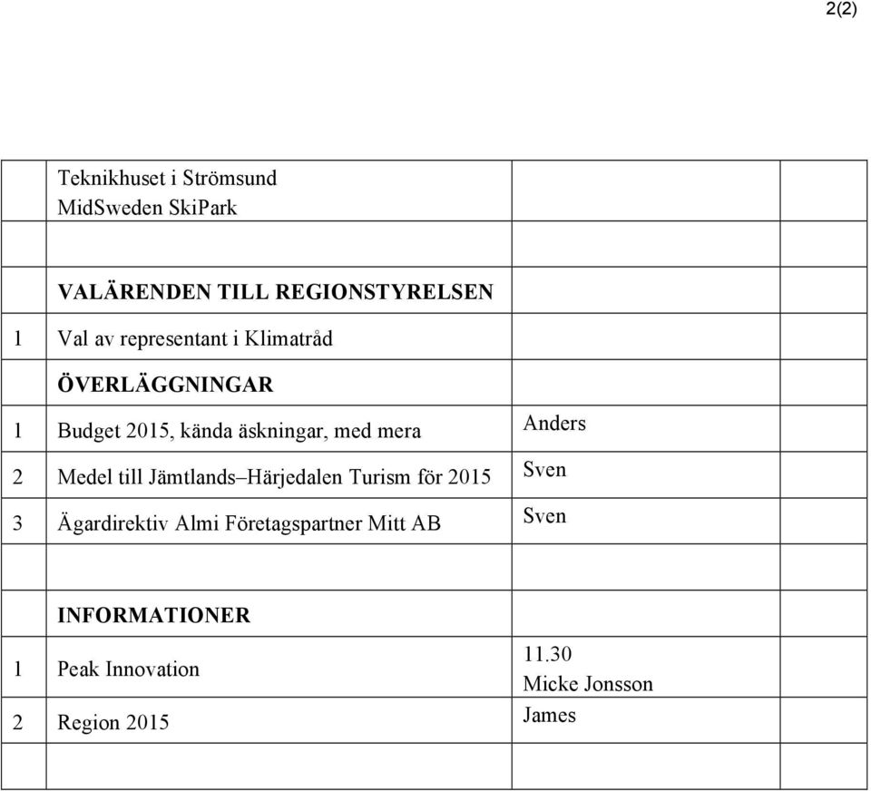 2 Medel till Jämtlands Härjedalen Turism för 2015 Sven 3 Ägardirektiv Almi