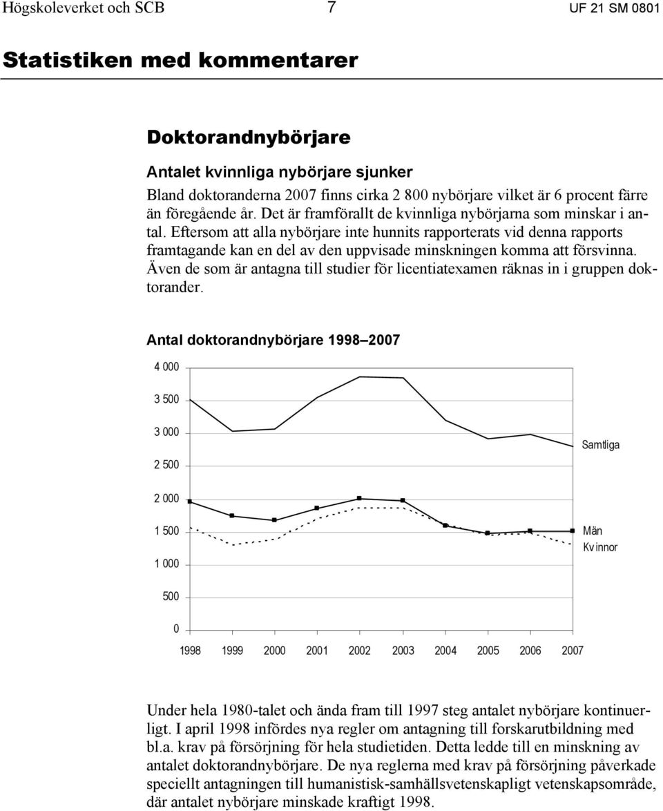 Eftersom att alla nybörjare inte hunnits rapporterats vid denna rapports framtagande kan en del av den uppvisade minskningen komma att försvinna.