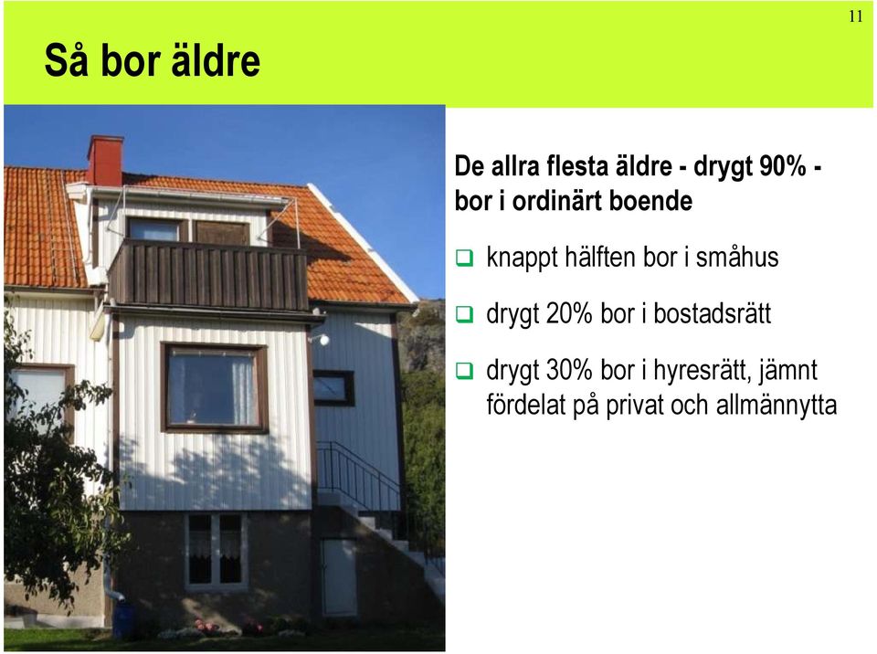 småhus drygt 20% bor i bostadsrätt drygt 30% bor