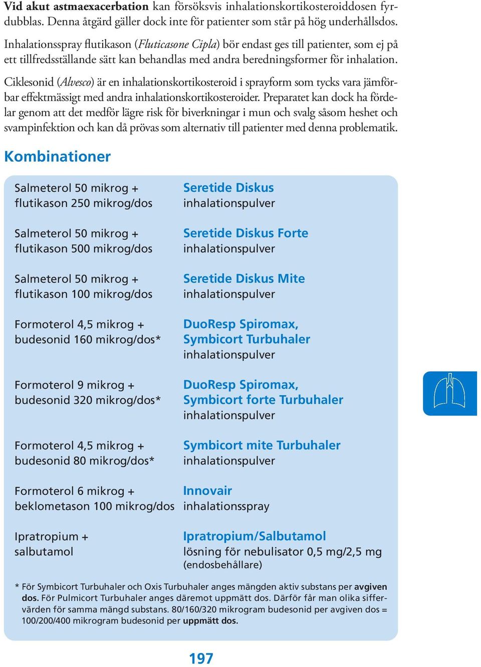 Ciklesonid (Alvesco) är en inhalationskortikosteroid i sprayform som tycks vara jämförbar effektmässigt med andra inhalationskortikosteroider.