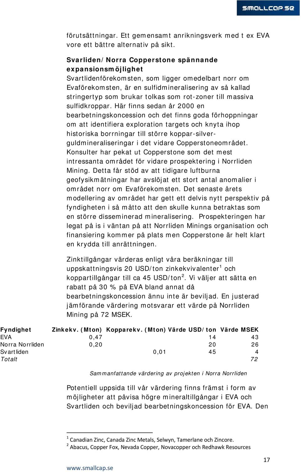 som rot-zoner till massiva sulfidkroppar.