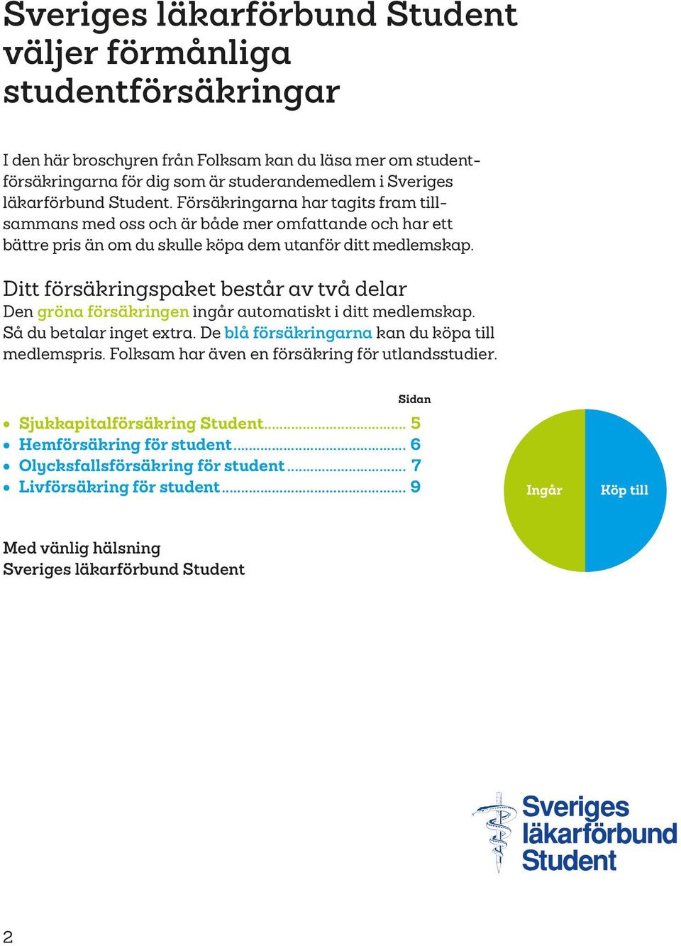 Ditt försäkringspaket består av två delar Den gröna försäkringen ingår automatiskt i ditt medlemskap. Så du betalar inget extra. De blå försäkringarna kan du köpa till medlemspris.