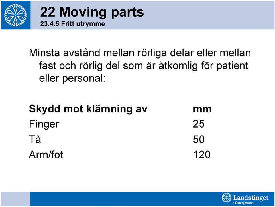 delar eller mellan fast och rörlig del som är