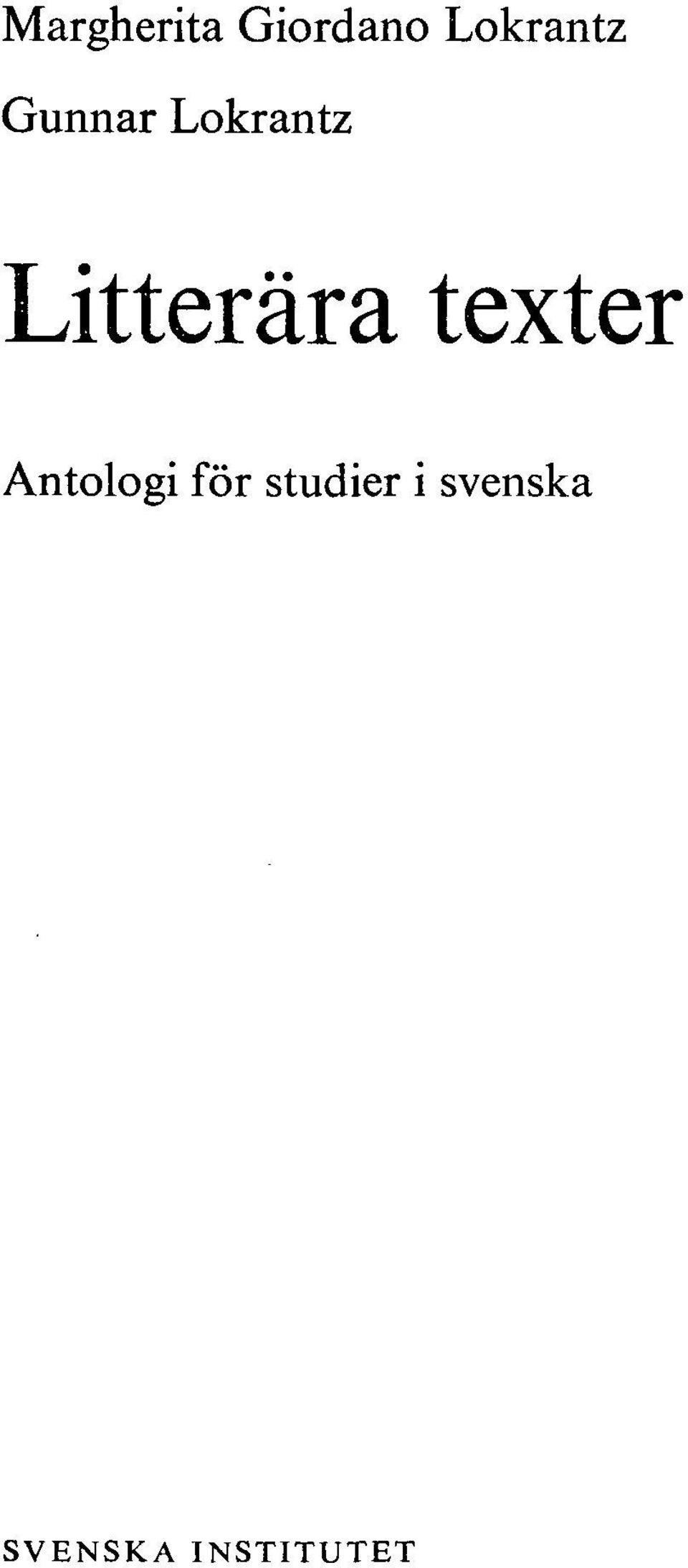 Litterära texter Antologi