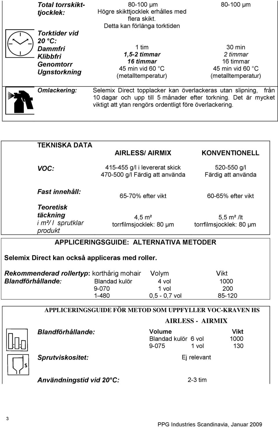 slipning, från 10 dagar och upp till 5 månader efter torkning. Det är mycket viktigt att ytan rengörs ordentligt före överlackering.