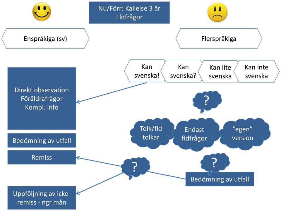 Kan lite svenska Kan inte svenska Direkt observation Föräldrafrågor Kompl.