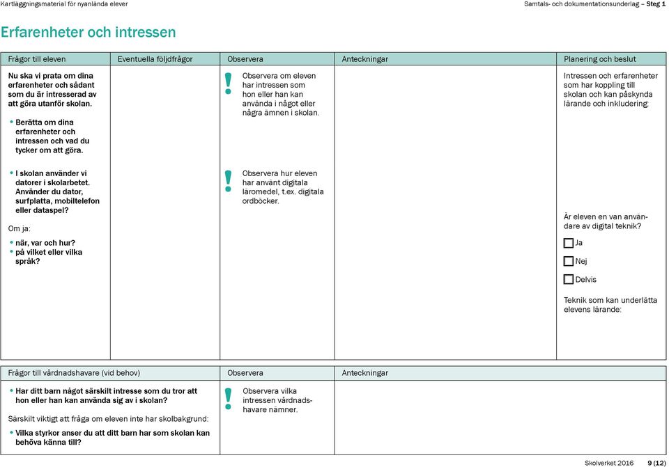 använda i något eller lärande och inkludering: några ämnen i skolan. Berätta om dina erfarenheter och intressen och vad du tycker om att göra.