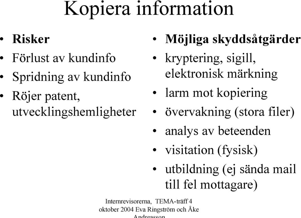 elektronisk märkning larm mot kopiering övervakning (stora filer) analys