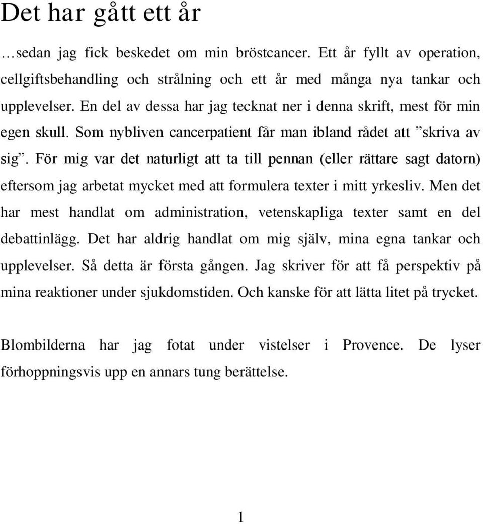 För mig var det naturligt att ta till pennan (eller rättare sagt datorn) eftersom jag arbetat mycket med att formulera texter i mitt yrkesliv.