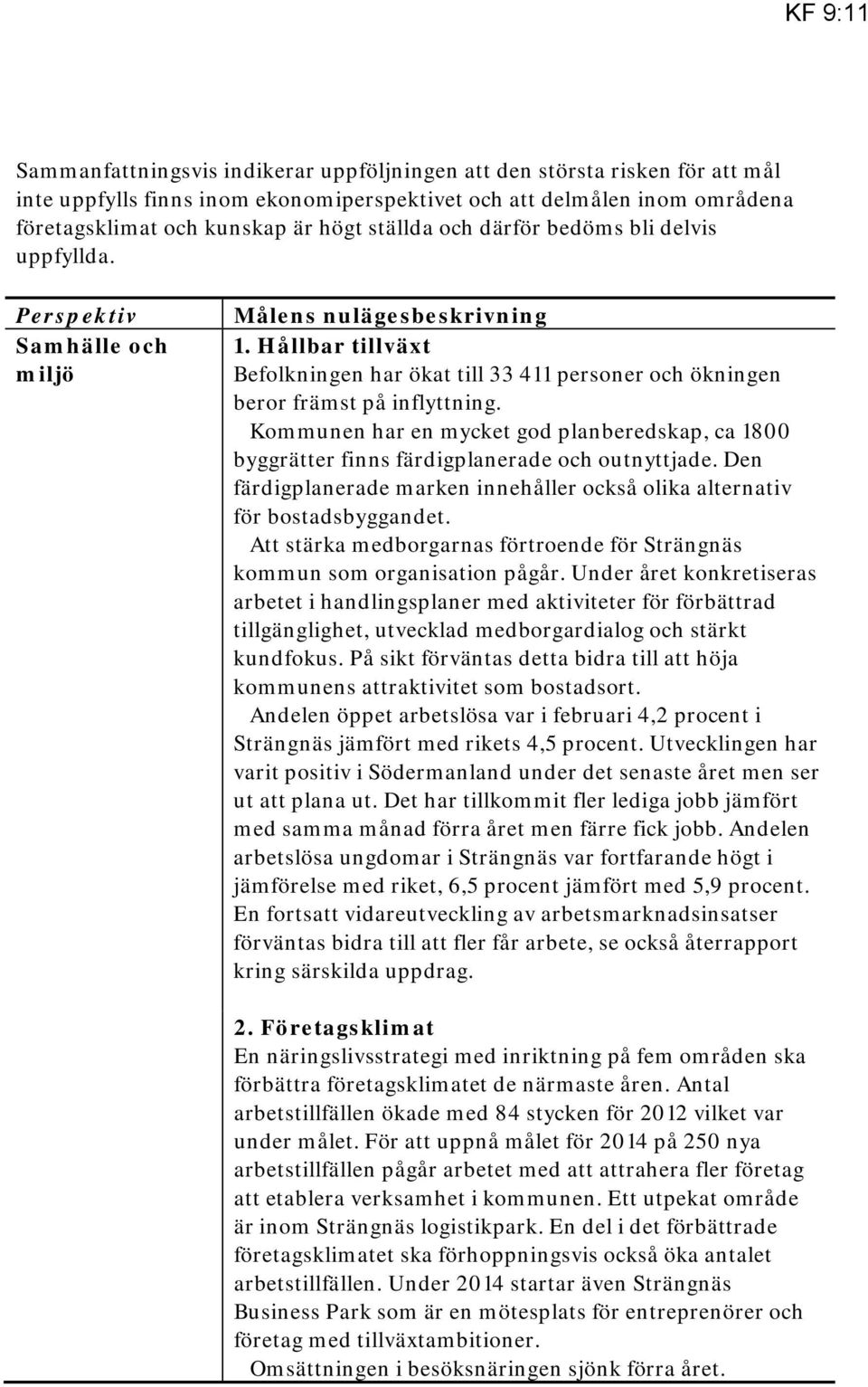 Hållbar tillväxt Befolkningen har ökat till 33 411 personer och ökningen beror främst på inflyttning.