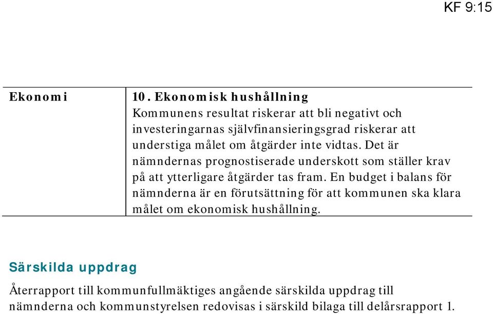 om åtgärder inte vidtas. Det är nämndernas prognostiserade underskott som ställer krav på att ytterligare åtgärder tas fram.