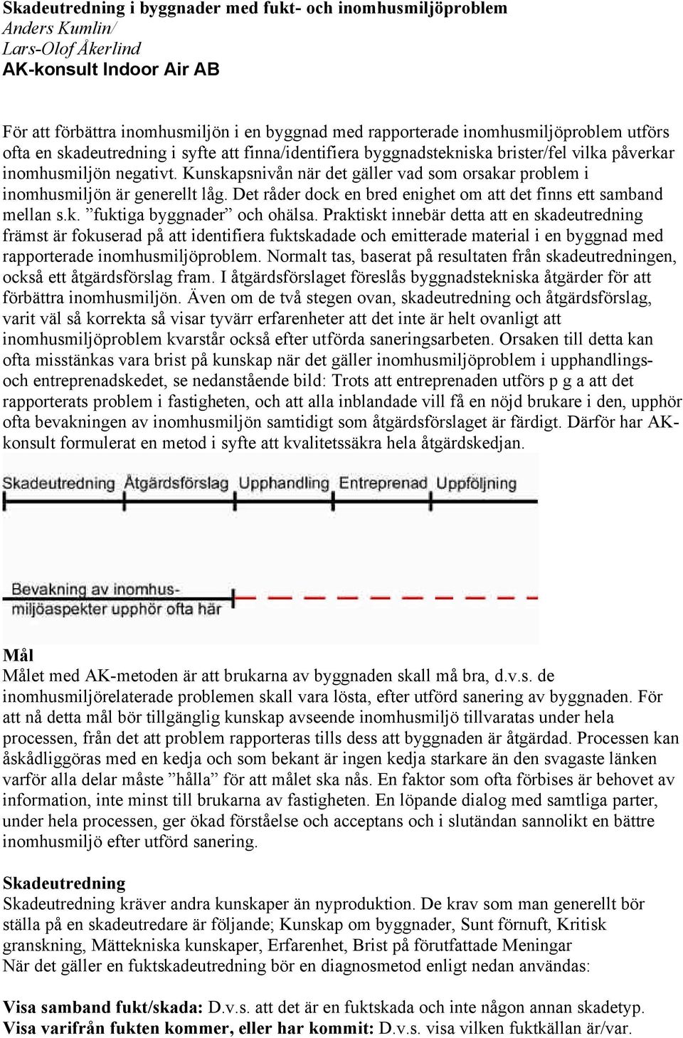 Kunskapsnivån när det gäller vad som orsakar problem i inomhusmiljön är generellt låg. Det råder dock en bred enighet om att det finns ett samband mellan s.k. fuktiga byggnader och ohälsa.