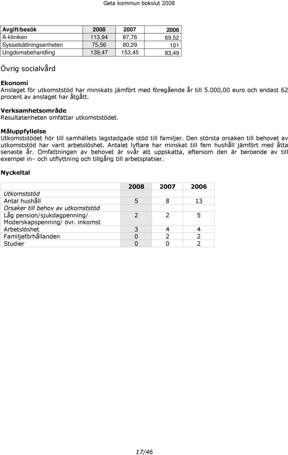 Utkomststödet hör till samhällets lagstadgade stöd till familjer. Den största orsaken till behovet av utkomststöd har varit arbetslöshet.