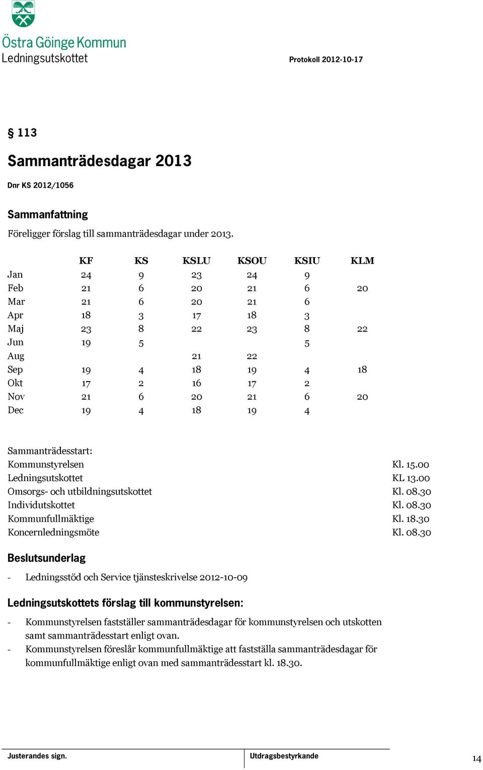 19 4 18 19 4 Sammanträdesstart: Kommunstyrelsen Kl. 15.00 Ledningsutskottet KL 13.00 Omsorgs- och utbildningsutskottet Kl. 08.30 Individutskottet Kl. 08.30 Kommunfullmäktige Kl. 18.30 Koncernledningsmöte Kl.