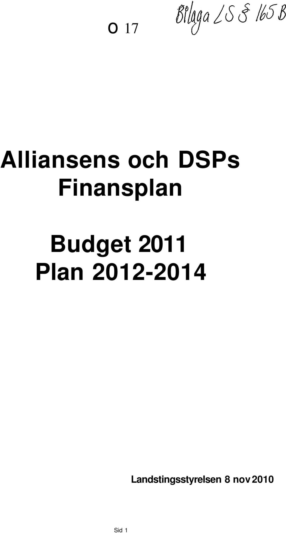 Finansplan 2011 Plan