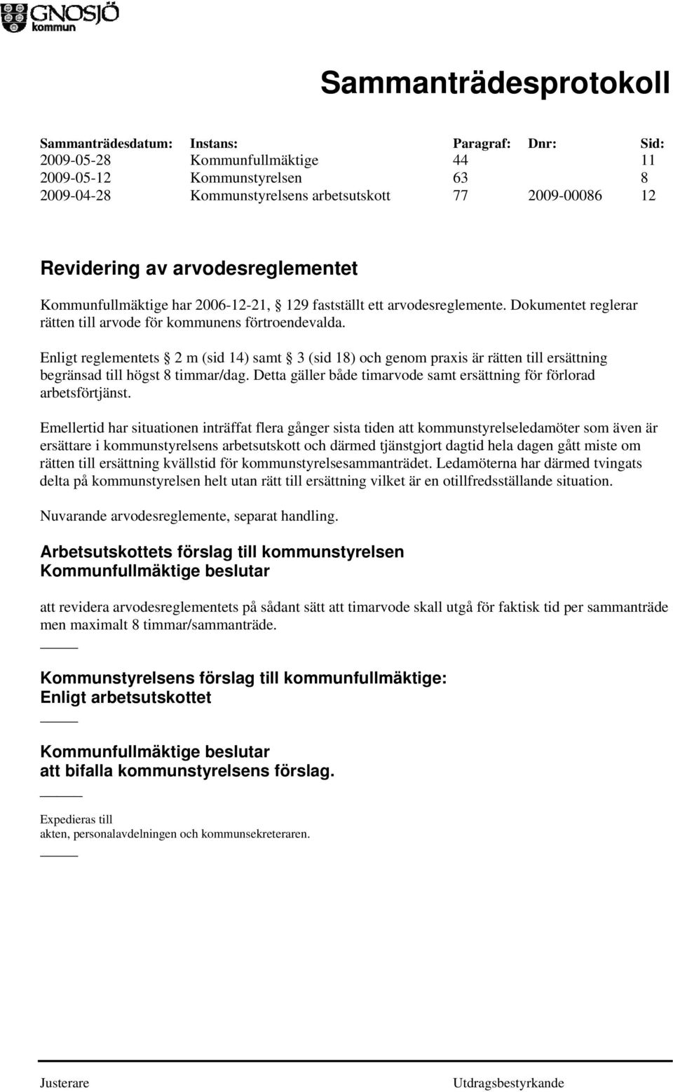 Enligt reglementets 2 m (sid 14) samt 3 (sid 18) och genom praxis är rätten till ersättning begränsad till högst 8 timmar/dag. Detta gäller både timarvode samt ersättning för förlorad arbetsförtjänst.