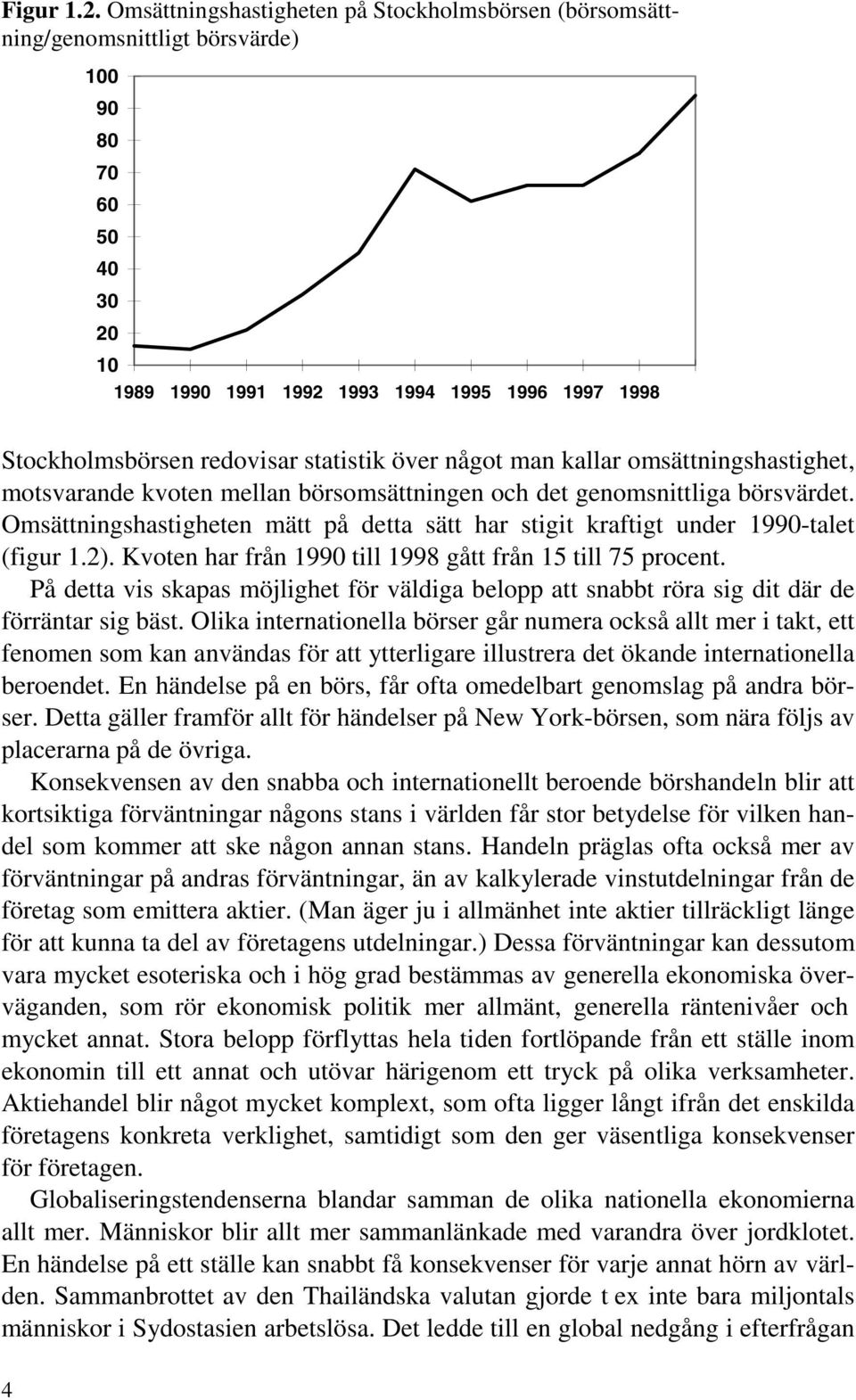 statistik över något man kallar omsättningshastighet, motsvarande kvoten mellan börsomsättningen och det genomsnittliga börsvärdet.