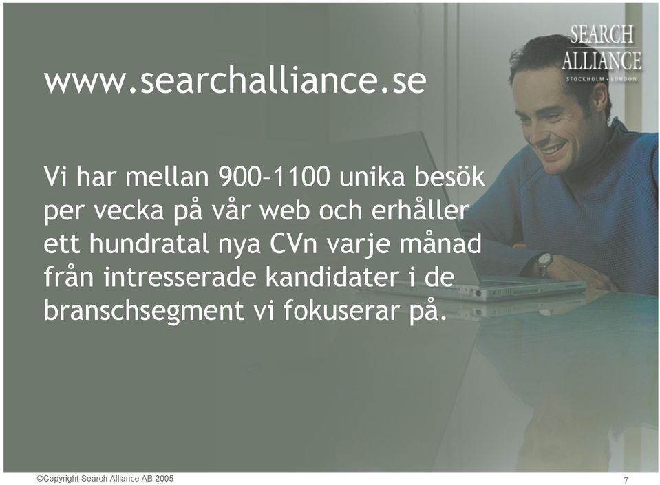 web och erhåller ett hundratal nya CVn varje månad från