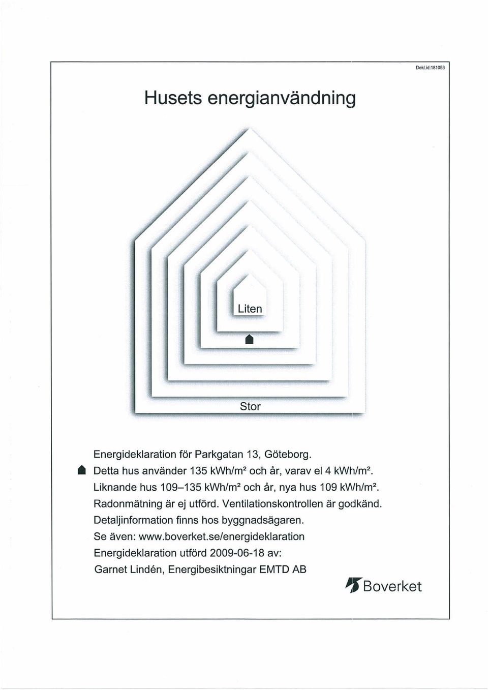 kwh/m 2 Radonmätning är ej utförd. Ventilationskontrollen är godkänd. Detaljinformation finns hos byggnadsägaren.