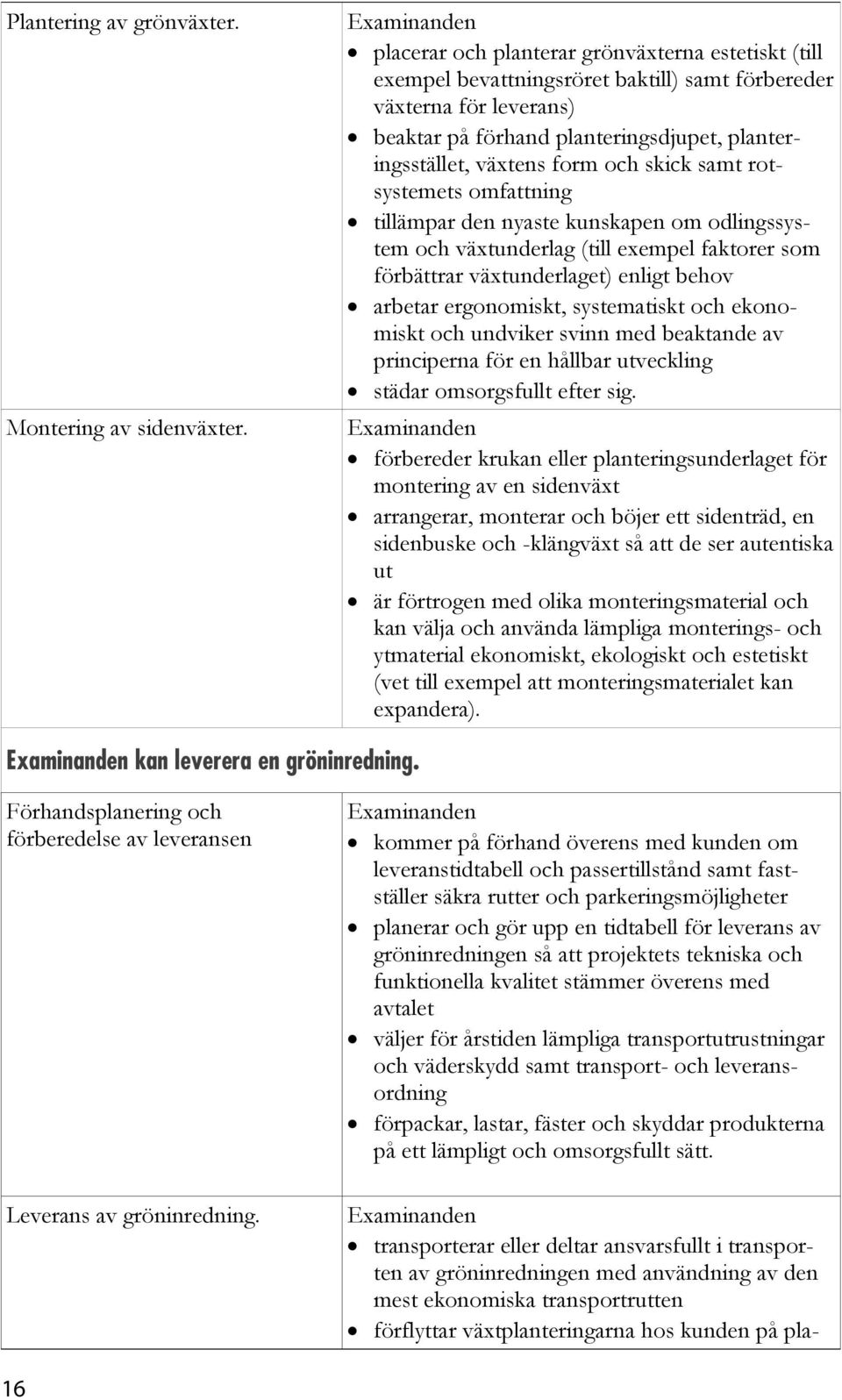 skick samt rotsystemets omfattning tillämpar den nyaste kunskapen om odlingssystem och växtunderlag (till exempel faktorer som förbättrar växtunderlaget) enligt behov arbetar ergonomiskt,