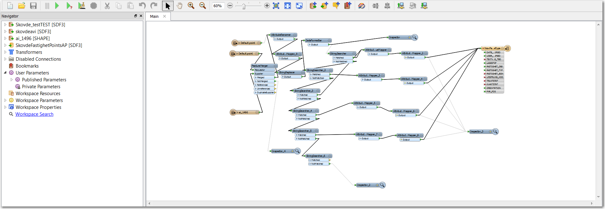 Import/laddning med FME Skapa