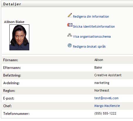 Figur 5-6 Gruppinformationssidans länkar till gruppmedlemmarnas profiler Detta är den detaljerade informationen om användaren Allison Blake