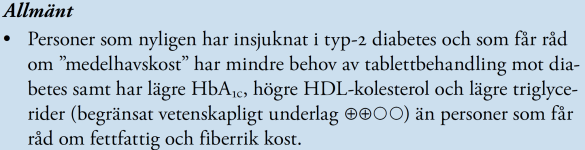 Diabetes måttlig lågkolhydratkost (30-40 %) Diabetes extrem