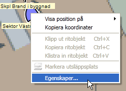 Du kan öppna ledningsplatsens egenskaper. På brytpunkt: Du kan öppna brytpunktens egenskaper.