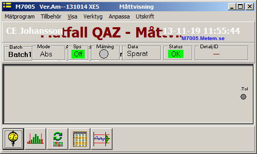 Figur 5. M7005 fönster då M7005 startas för första gången. Nu är vi i gång och det är bara att förstora fönstret och välja in aktuellt mätprogram. 5. Allt OK När man är 100% övertygad att allt är Ok, kan man skrota den gamla datorn.