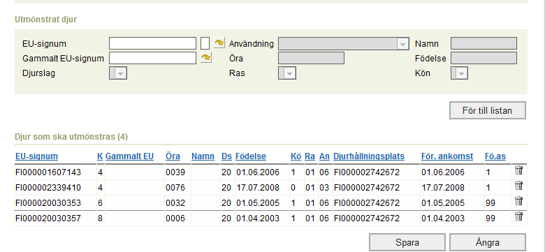 Med Ångra kan man avbryta anmälningen utan att spara den. 4.4 Köpanmälan (anmälningstid 7 dygn) En köpanmälan görs då ett djur byter ägare.