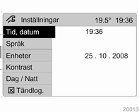 Instrument och reglage 99 Val med det vänstra inställningshjulet på ratten Funktionsområden Systeminställningar Vrid hjulet för att välja en menypunkt.