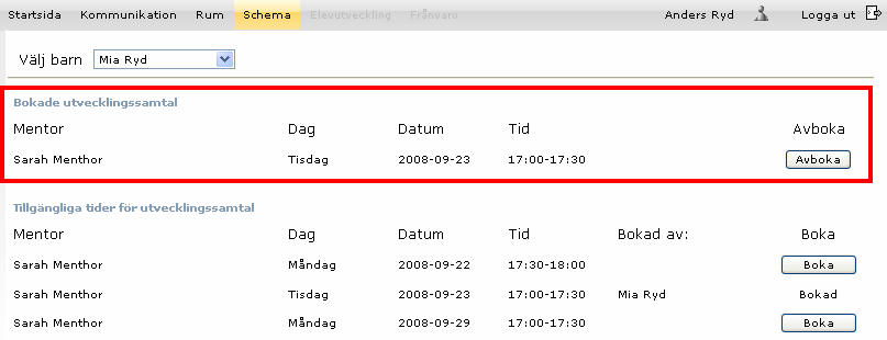 bokning och klicka på knappen. 12.