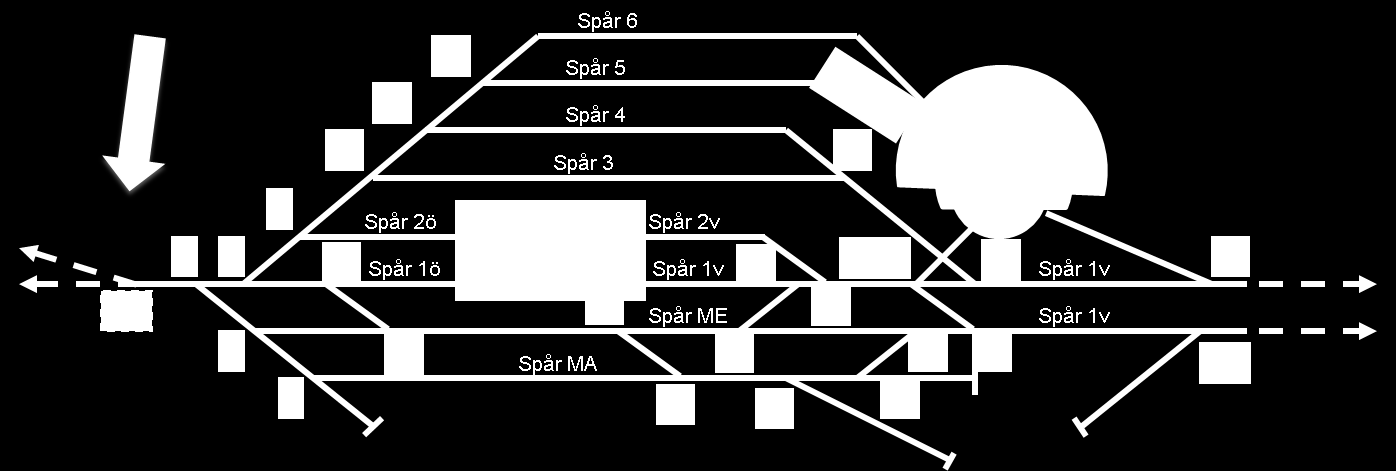 9 (11) 3.6. Sävenäs, lokstation 3.6.1. Beskrivning av infrastrukturen Spår i anslutning till lokstationen söder om Sävenäs Rangerbangård.