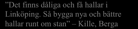 Som exempel kan man Gottfridsberg där efterfrågan på en fritidsgård är väldigt stor bland ungdomar i området.