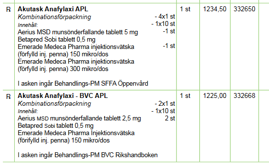 Akutask vid anafylaxi köp till