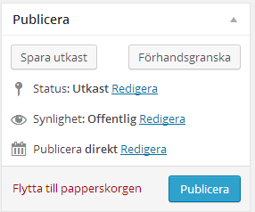 3) Därefter är bilden kopplad till artikeln, dvs Inlägget. (På webbsidan) Sidor Används för att presentera statisk sida ex. med information om din lokalavdelning, distrikt, om dig som person.