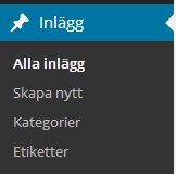 Välj Skapa Nytt Skriv en passande titel till inlägget Skriv en kort (eller lång) brödtext i den stora textrutan Välj en kategori till inlägget.