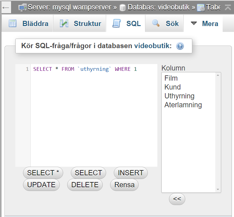 Välj CSV using LOAD DATA (Detta är ett MySQL-kommando) Ändra till semikolon Lämna allt annat och Kör Copyright