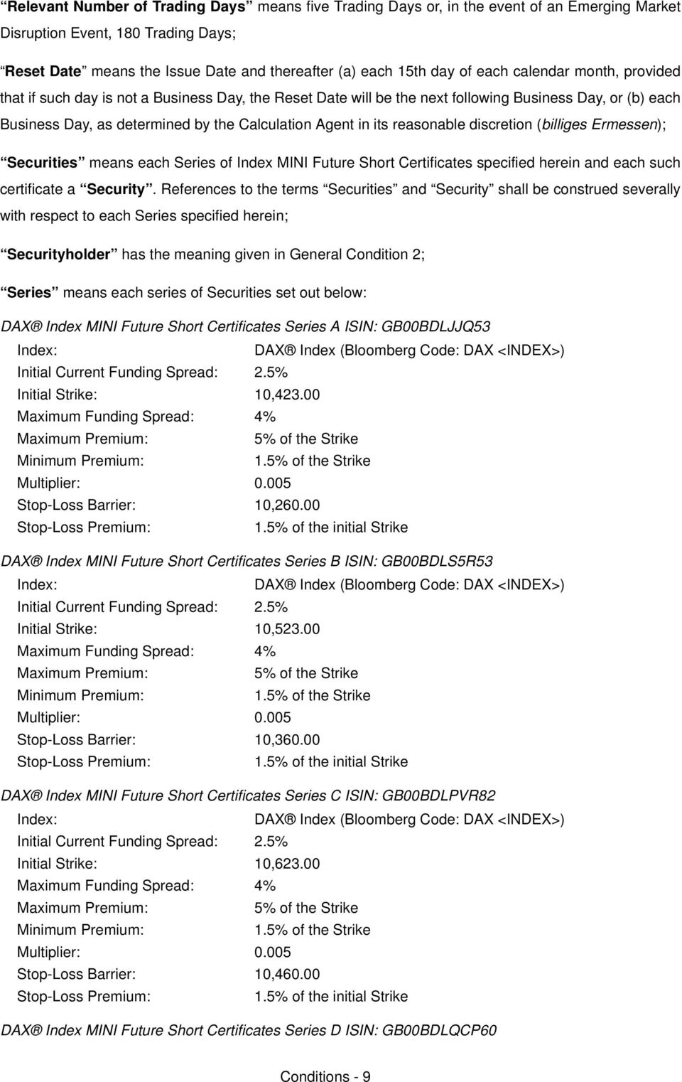 reasonable discretion Ebilliges brmessenfx pecurities means each peries of fndex jfkf cuture phort Certificates specified herein and each such certificate a pecurity K oeferences to the terms