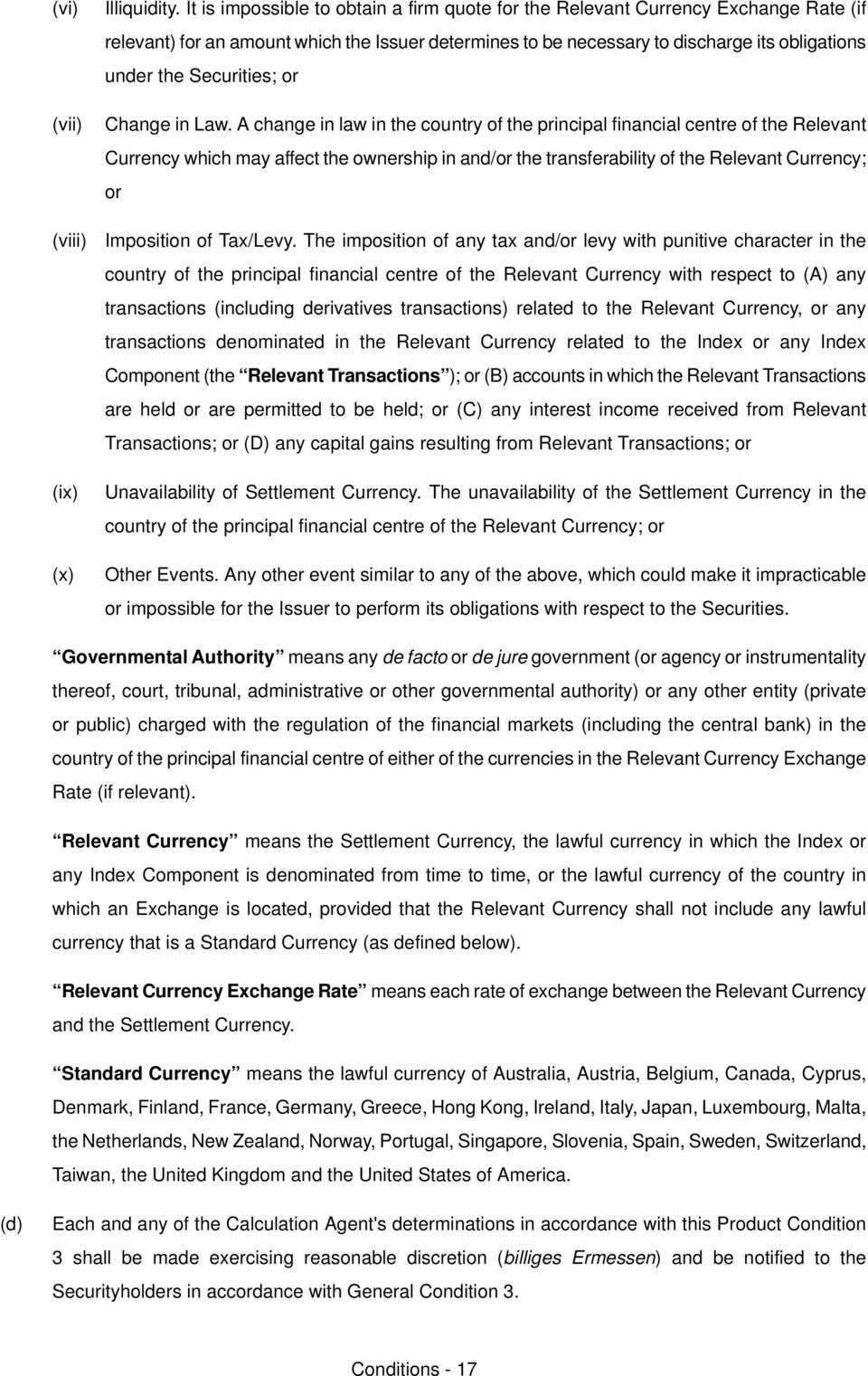 the transferability of the oelevant CurrencyX or fmposition of qaxlievyk qhe imposition of any tax andlor levy with punitive character in the country of the principal financial centre of the oelevant