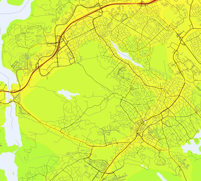 Nuläget Inom Spårväg syd:s utredningsområde finns luftkvaliteten kartlagd som dygnsvärden för NO 2 och PM10.