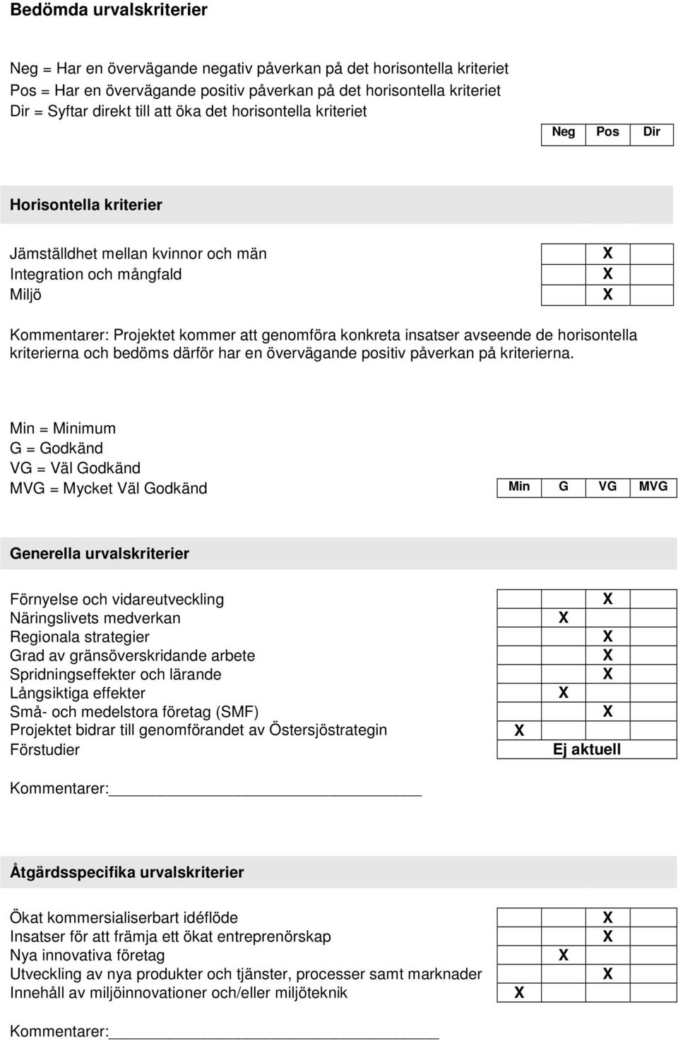 avseende de horisontella kriterierna och bedöms därför har en övervägande positiv påverkan på kriterierna.