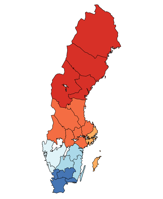 SOU 2016:48 En ändamålsenlig regional samhällsorganisation De sex sjukvårdsregionerna har följande indelning.