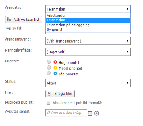 kommunens definition nedan. Detta gäller inte för ärenden gällande belysning som automatiskt blir klassade som Felanmälan och skickas direkt till entreprenören.