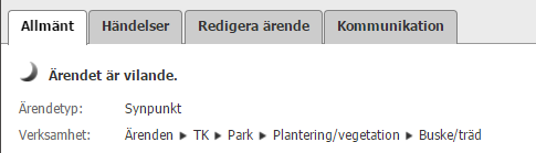 Figur 30: Lägg ett ärende vilande. Ärendet aktiveras igen på det datum och klockslag som väljs när ärendet sätts till vilande.