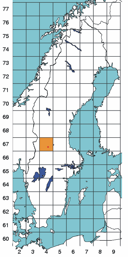 8(42) C D E F G H I J Figur 2. Indexrutor 100 km x 100 km, med ruta 67_5 som markerat exempel.